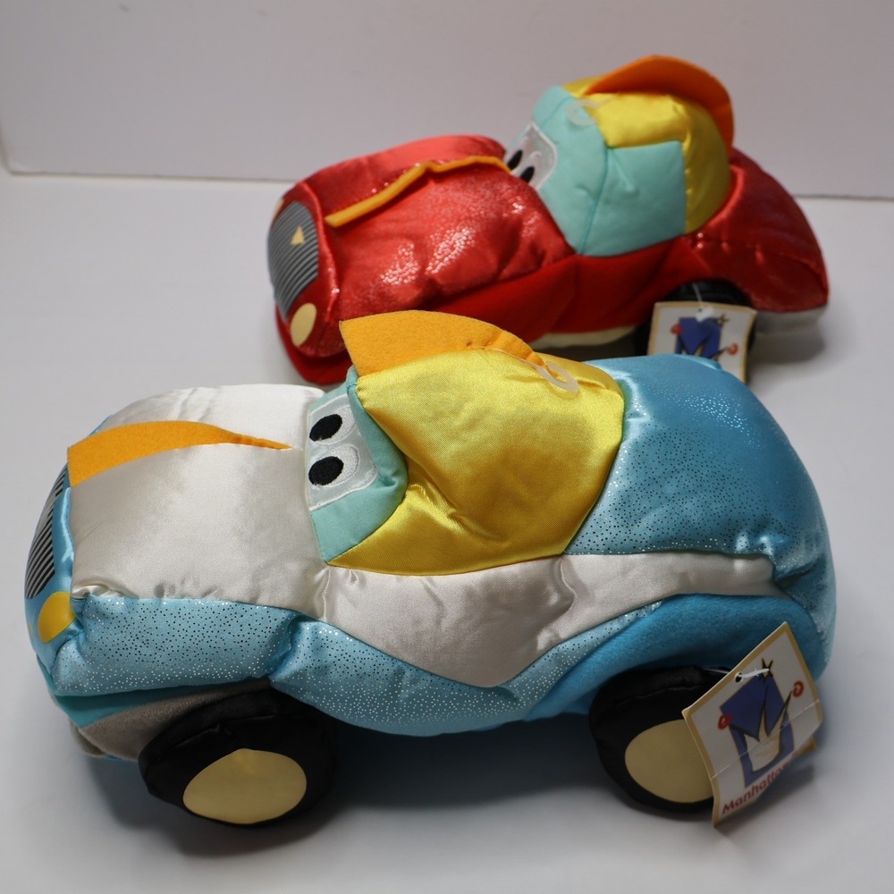 NWT Manhattan Toy Co Car Puppet Lot of 2 - Blue & Red‎ Toddler Toy Plush